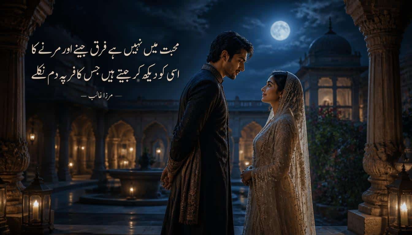 Mirza Ghalib poetry visualized as a glowing flame symbolizing uncontrollable love.